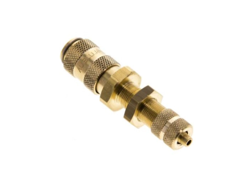 Kupplungsdose 3 mm für Stecker beidseitig absperrend mit SG M7x0,5 und ÜWM NW 2,7 Messing 