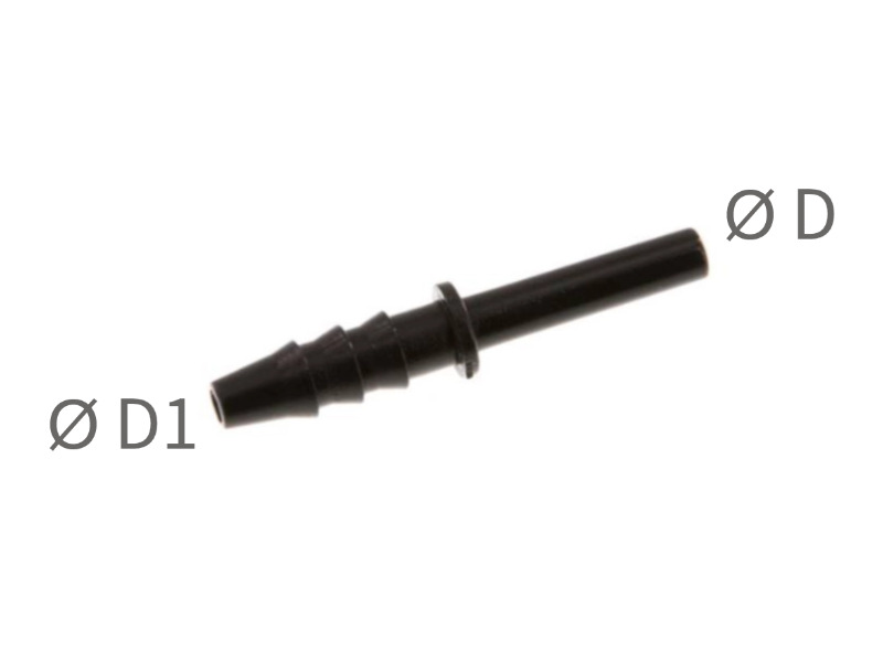 Stecknippel 4mm mit Schlauchtülle 5,9mm für Schlauch ID 4mm IQS-Standard