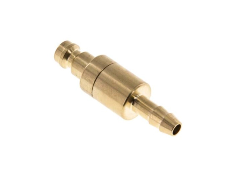 Kupplungsstecker beidseitig absperrend mit Schlauchtülle 9 mm NW 5 Messing