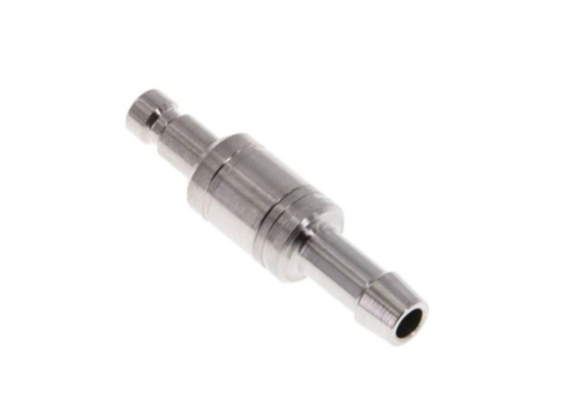 Kupplungsstecker beidseitig absperrend mit Schlauchtülle 4 mm NW 2,7 Edelstahl 1.4404