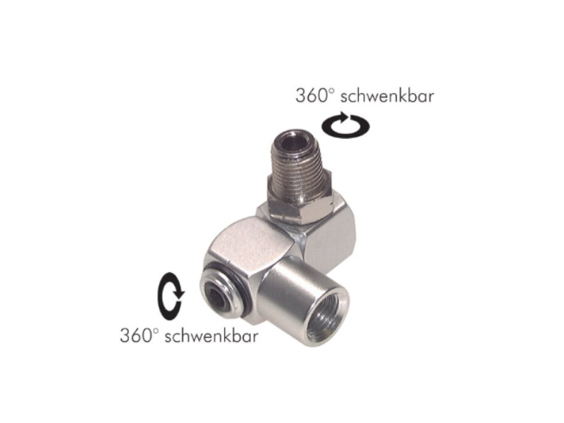 Drehverschraubung AG R 1/4" - IG Rp 1/4" 2-fach Messing vernickelt 