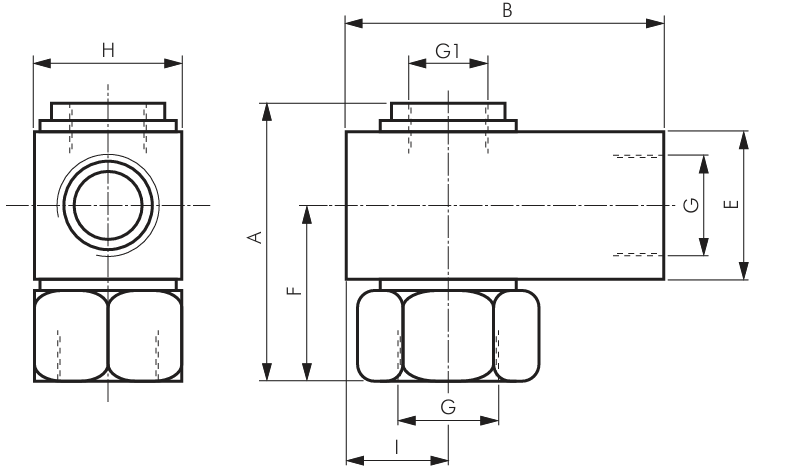 Drehverschraubung 1-fach IG G 1"  - IG G 3/4" - IG G 1" für Druckluft