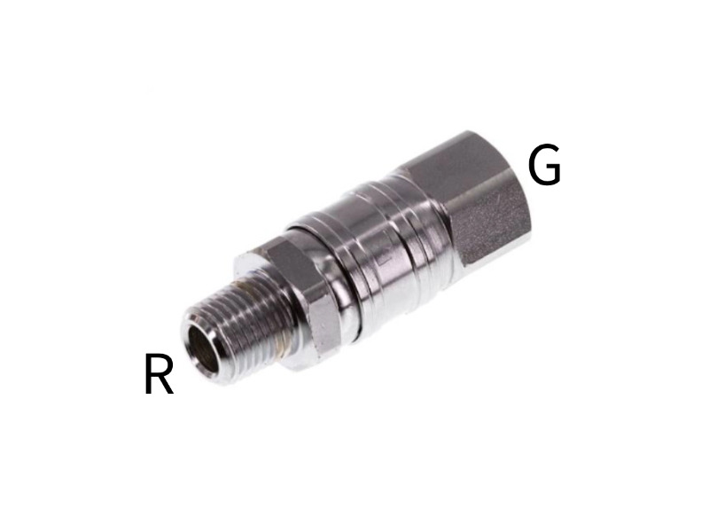 Drehverschraubung schwenkbar AG R 1/4" - IG G 1/4" Stahl vernickelt