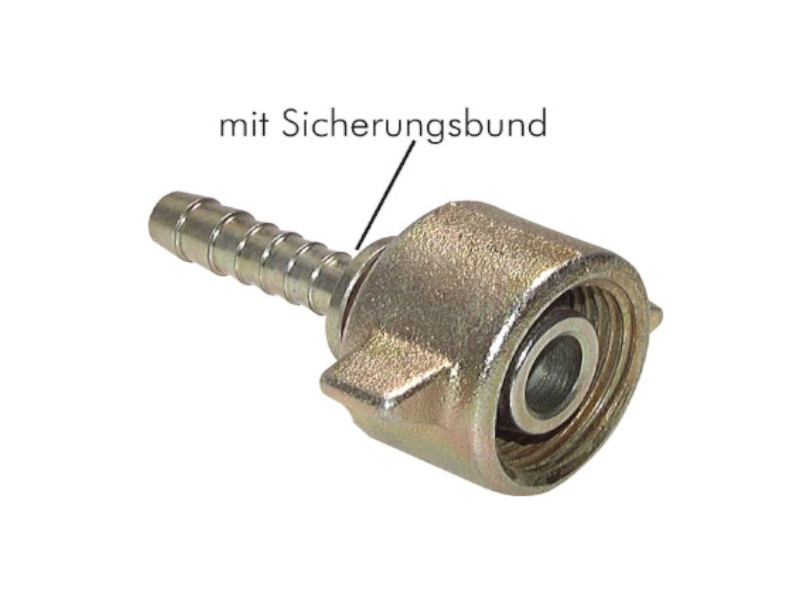 Schlauchtülle mit Sicherungsbund IG G 3/4" - 13 mm Dichkegel 1:4 DN 10 Stahl / Temperguss
