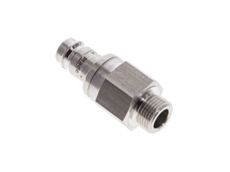 Kupplungsstecker beidseits absperrend AG G 1/2" NW 10 Edelstahl 1,4404