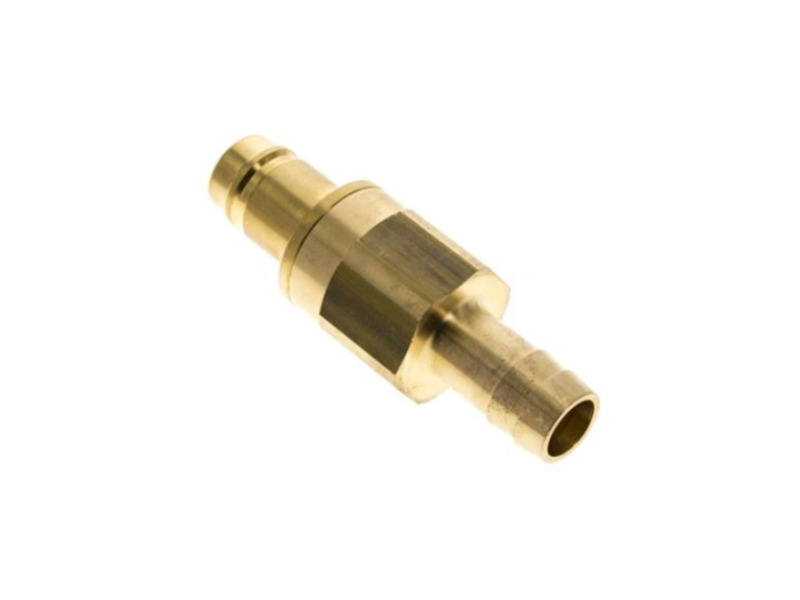 Kupplungsstecker beidseitig absperrend mit Schlauchtülle 13 mm NW 15 Messing