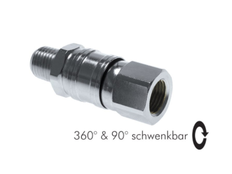 Drehverschraubung schwenkbar AG R 1/4" - IG G 1/4" Stahl vernickelt