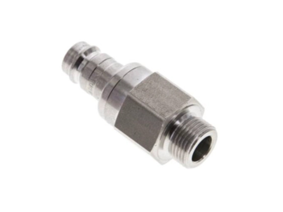 Kupplungsstecker beidseits absperrend AG G 1/2" NW 10 Edelstahl 1,4305