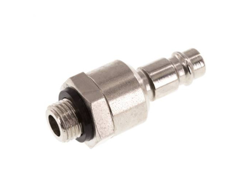 Drehverschraubung schwenkbar AG R 1/4" - Kupplungsstecker NW 7,2  Stahl vernickelt