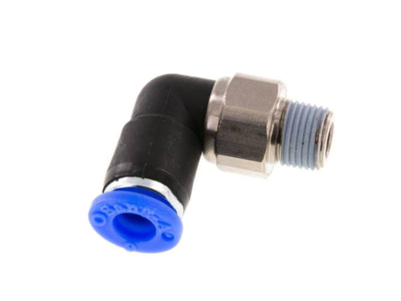 90° Drehverschraubung mit einem Kugellager AG R 3/8" - 12mm IQS-Standard
