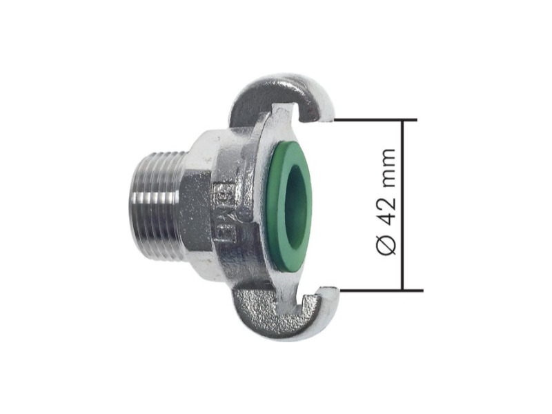 Kompressorkupplung DN 20 IG  Rp 1" Klauenweite 42mm Dichtung FKM Edelstahl 1.4401