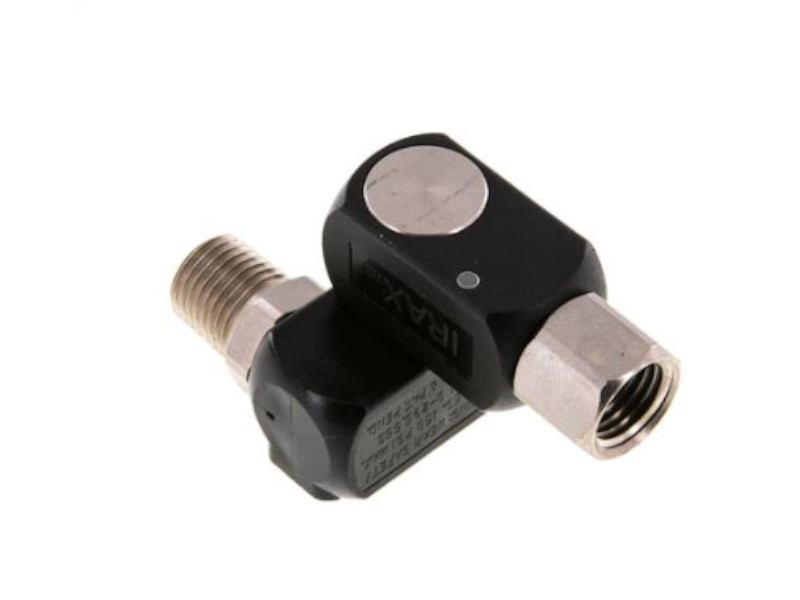 Drehverschraubung AG R 1/4" - IG R 1/4" 3-fach Messing vernickelt / Kunststoff
