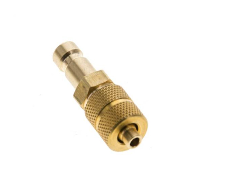 Kupplungsstecker 3 mm mit Schottgewinde M 7x0,5 und Überwurfmutter NW 2,7 Messing