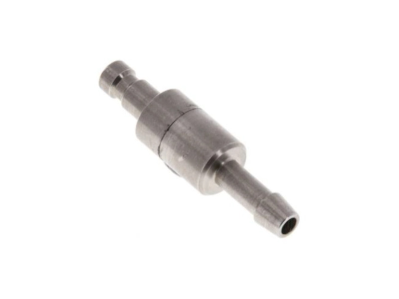 Kupplungsstecker beidseitig absperrend mit Schlauchtülle 4 mm NW 2,7 Edelstahl 1.4305