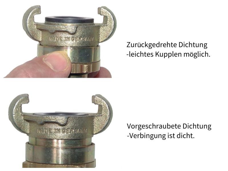 Sicherheits Kompressorkupplung DN 10 IG G 3/8" Klauenweite 42mm Dichtung NBR Temperguss Verzinkt