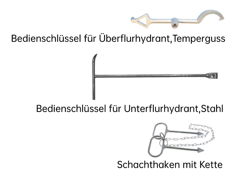 Bedienschlüssel für Über- und Unterflurhydrant / Schachthaken