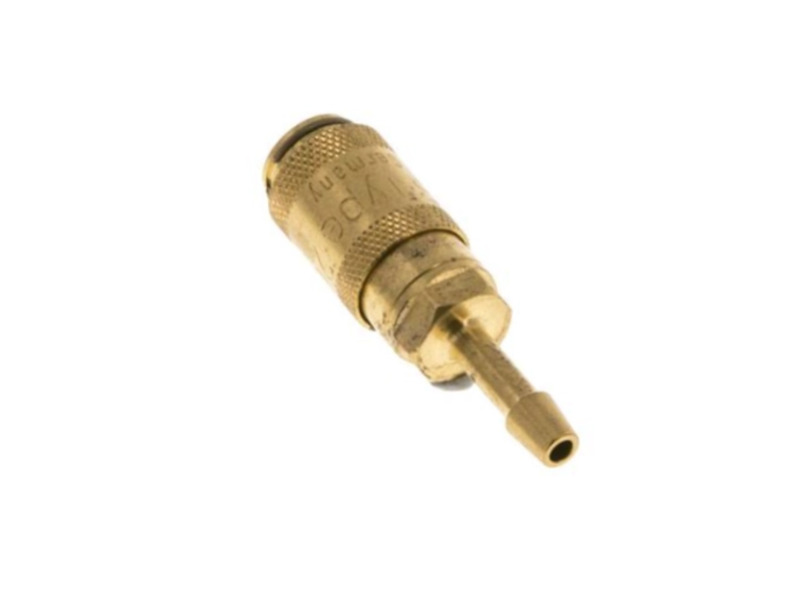 Kupplungsdose für Stecker beidseitig absperrend mit Schlauchtülle 3 mm NW 2,7 Messing