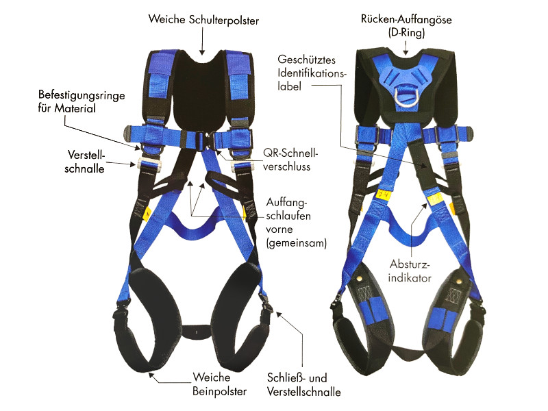 Auffanggurt (Typ AFG 32 PRO) 2-Schlaufen vorne als Auffangöse Größe L-XL Klickverschlüsse 