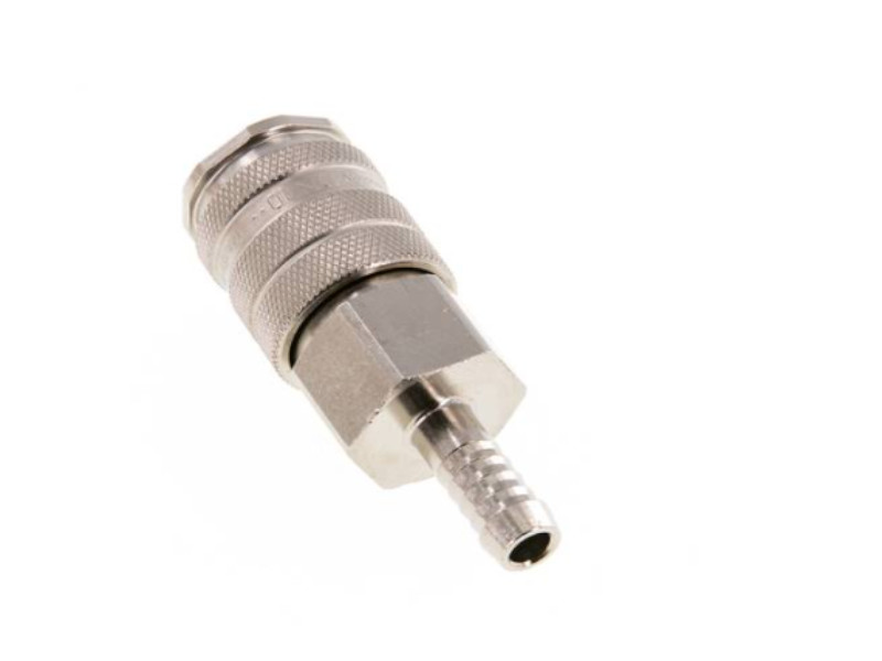 Kupplungsdose mit Schlauchtülle 13 mm NW 10 Messing vernickelt
