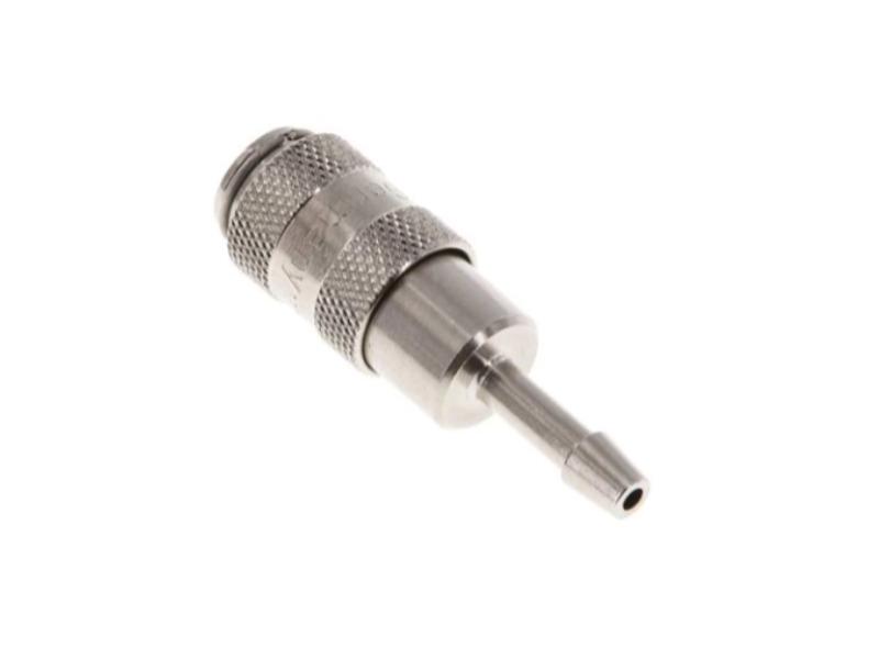 Kupplungsdose mit Schlauchtülle 4 mm NW 2,7 Messing vernickelt