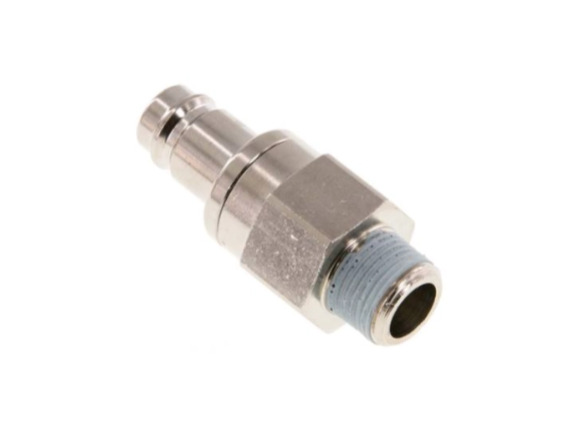 Kupplungsstecker beidseits absperrend AG R 3/8" NW 10 Messing vernickelt