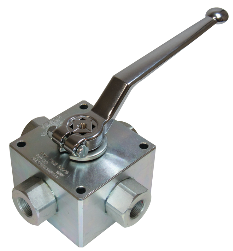 Hochdruck 4-Wege Blockkugelhahn IG G 1/4" PN 500 bar mit X-Bohrung