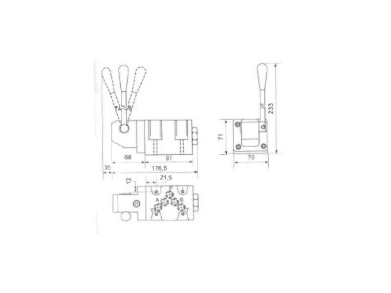 4/3-Wege Cetop Ventil Durchfluss 150 l/min Kolbentyp S3 PN 320 bar Hebelsteuerung(Preis auf Anfrage)