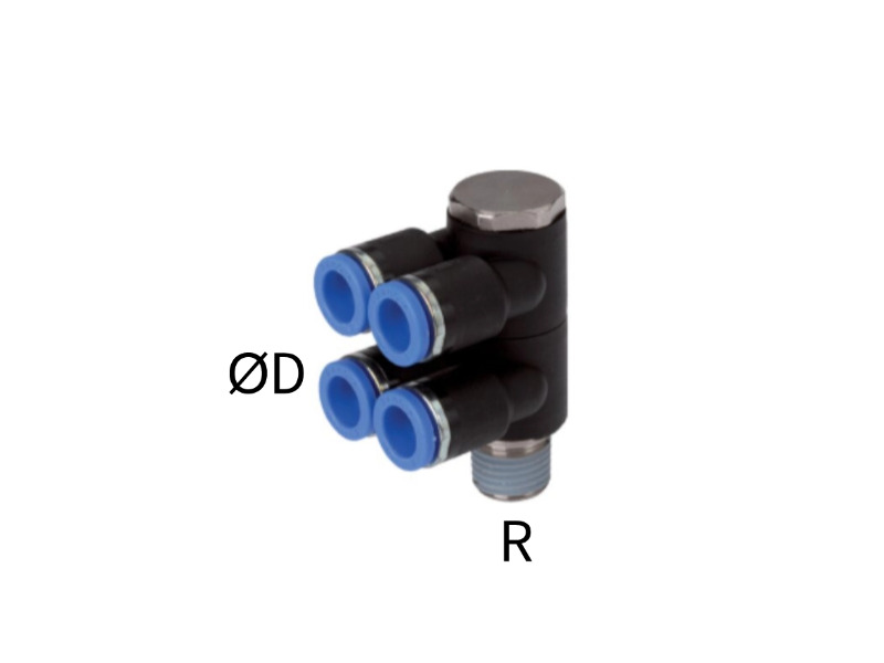 4-fach Steckverschraubung AG R 1/4" - 4x10mm IQS-Standard