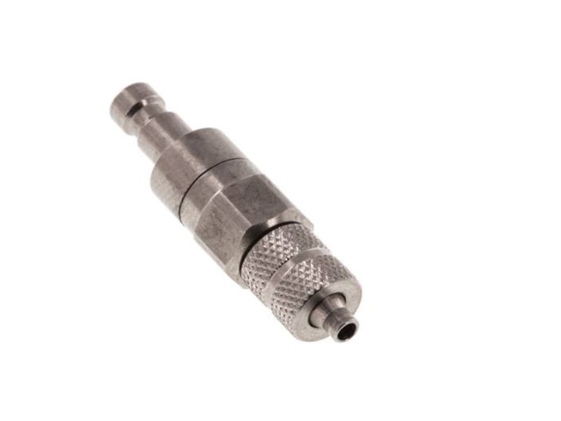 Kupplungsstecker beidseitig absperrend mit Überwurfmutter 4,3x3mm NW 2,7 Edelstahl 1.4305