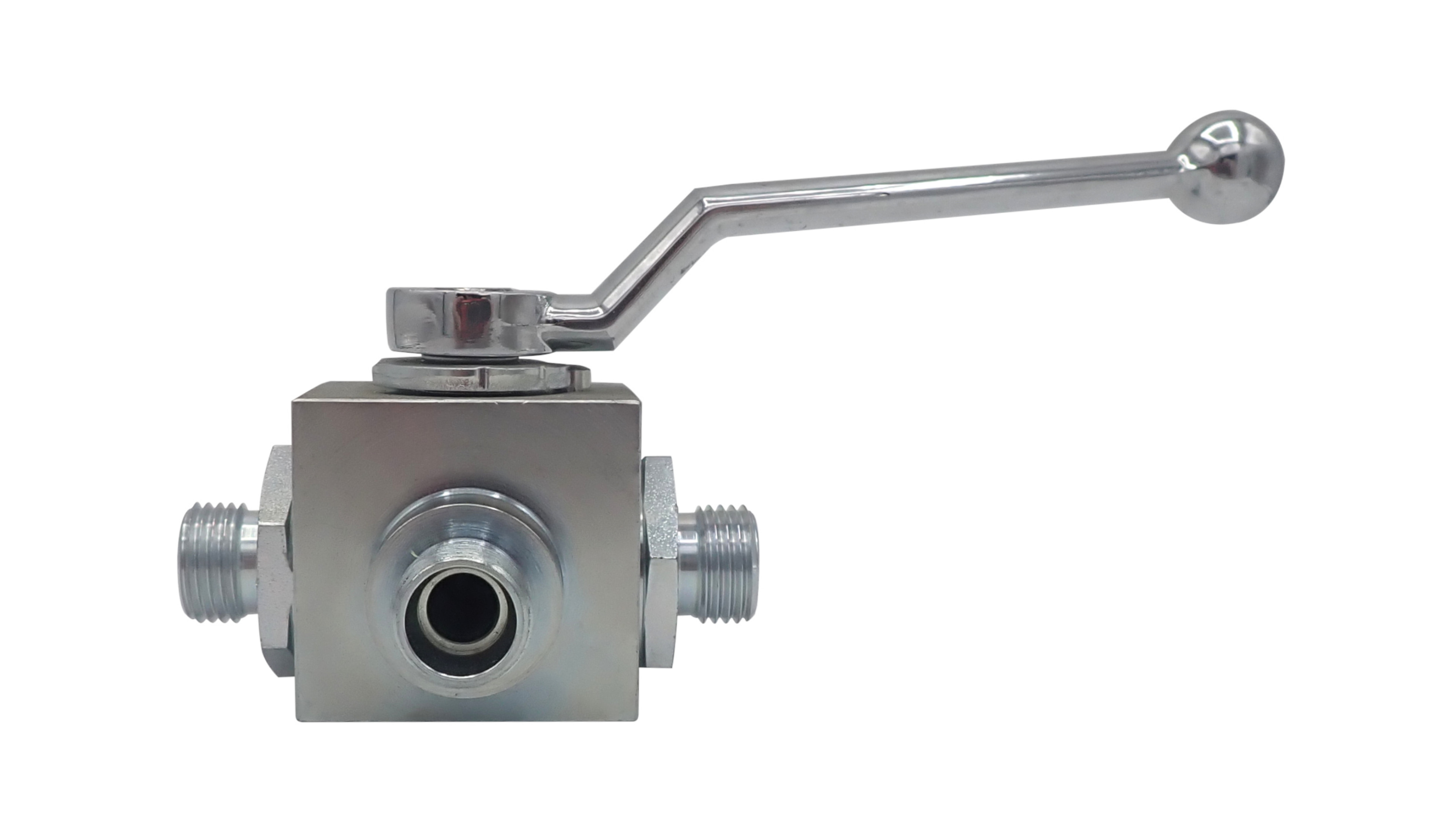 Hochdruck 3-Wege Kugelhahn RA 22 L DN 20 PN 160 bar mit T-Bohrung Stahl verzinkt