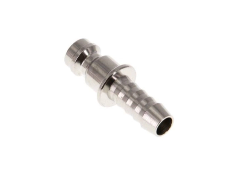 Kupplungsstecker mit Schlauchtülle 9 mm NW 5 Messing vernickelt