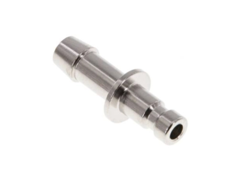 Kupplungsstecker mit Schlauchtülle 5 mm NW 2,7 Messing vernickelt