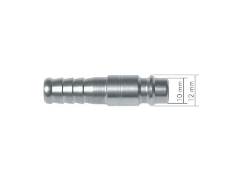 Kupplungsstecker mit Schlauchtülle 4mm NW 7,2 Stahl gehärtet & verzinkt, Dichtung FKM