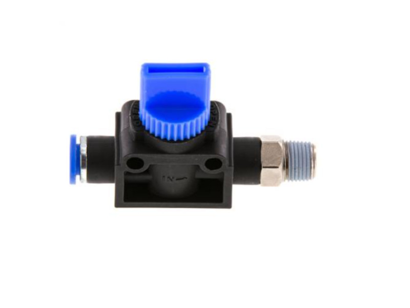 3/2-Wege Absperrventil Steckverschraubung AG R 1/2" - 12mm Gewindeseite entlüftend IQS-Standard