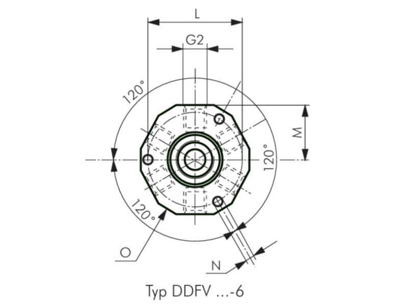 Drehverteiler 6-fach IG G 3/8" - IG G 1/8" - IG G 1/8" für Druckluft