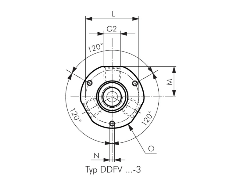 Drehverteiler 3-fach IG G 3/8" - IG G 1/8" - IG G 1/4" für Druckluft